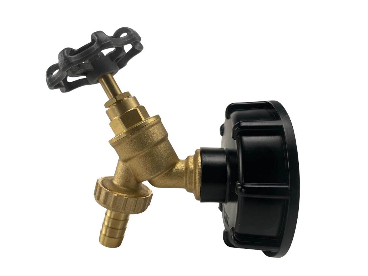 IBC 2” S60X6 Cap with Brass Bib Round Handle Tap ½” Barb