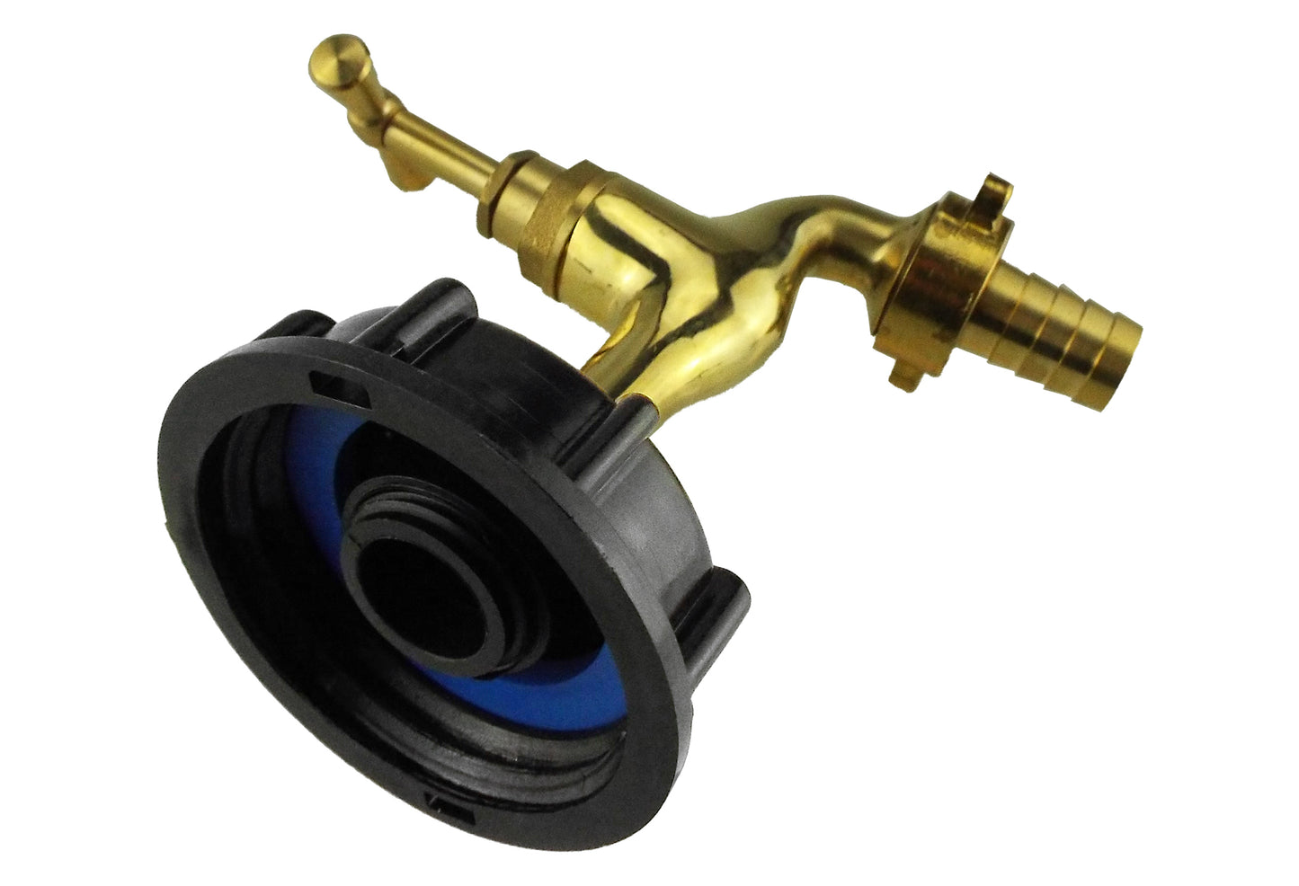 IBC 2” S60X6 Cap with Polished Brass Bib Tap 15mm Barb