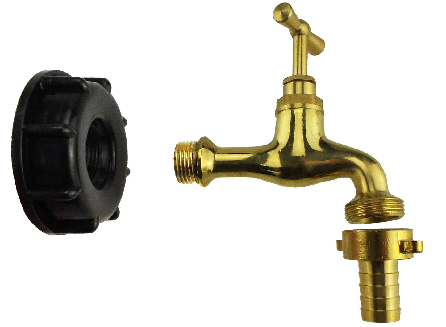 IBC 2” S60X6 Cap with Polished Brass Bib Tap 15mm Barb