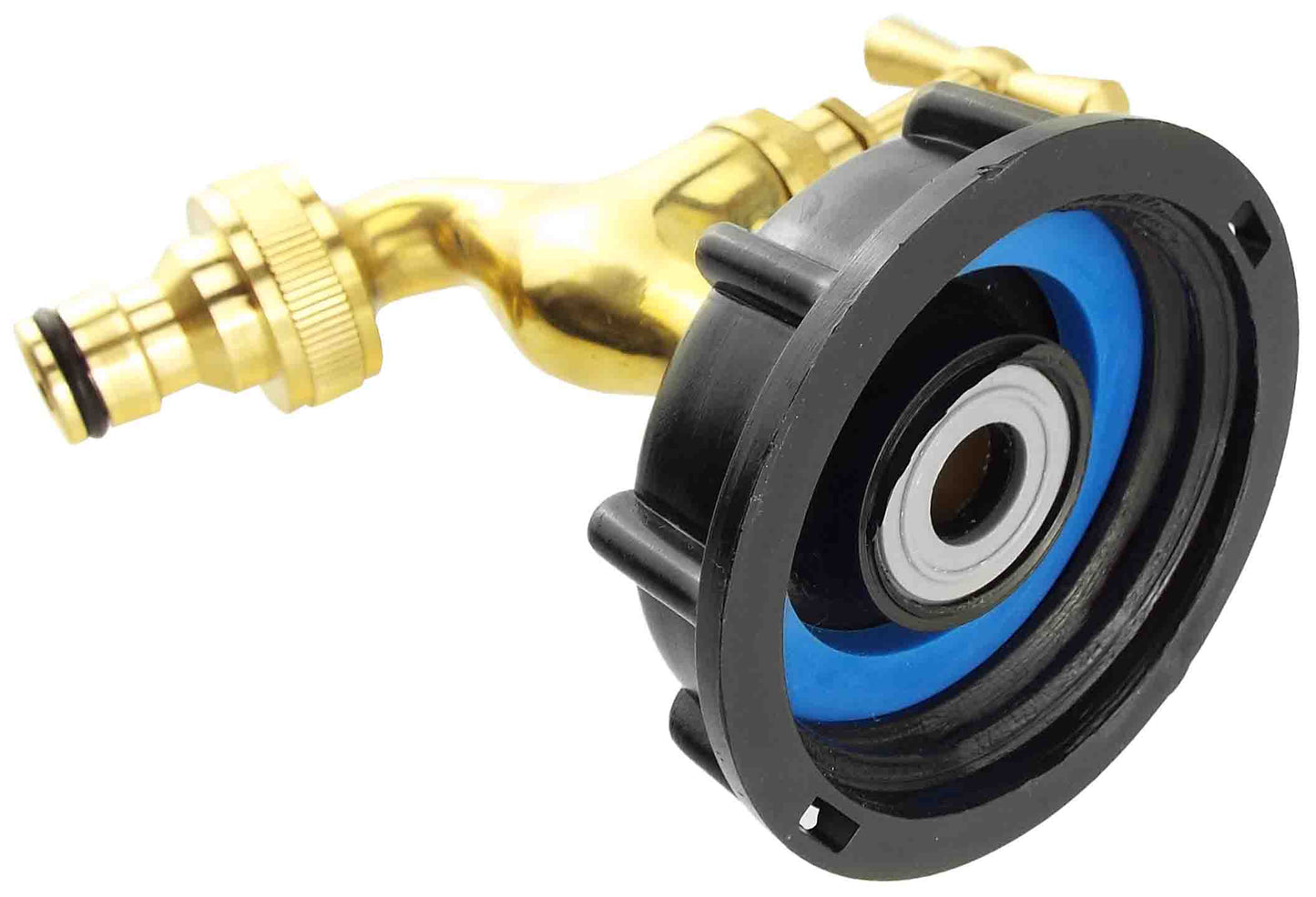 IBC 2” S60X6 Cap with Polished Brass Quick Connect Tap