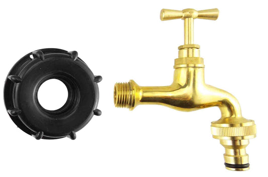 IBC 2” S60X6 Cap with Polished Brass Quick Connect Tap