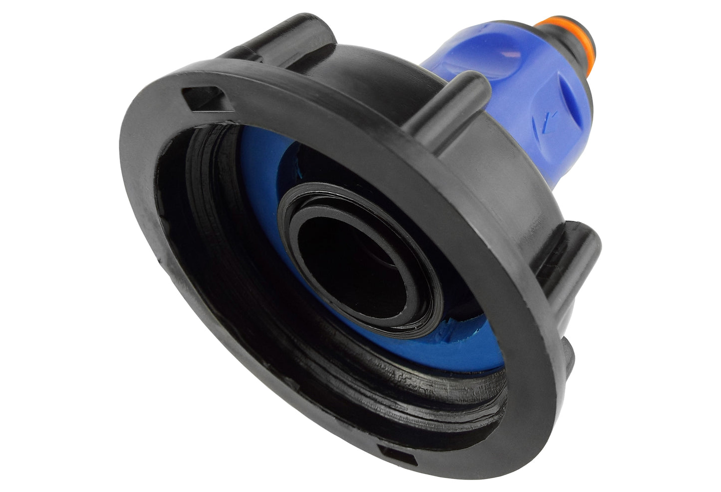 IBC 2” S60X6 Cap with ¾” BSP Threaded Hose Connector Blue and Double Male