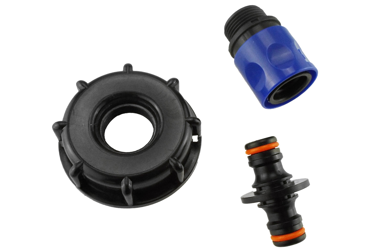 IBC 2” S60X6 Cap with ¾” BSP Threaded Hose Connector Blue and Double Male