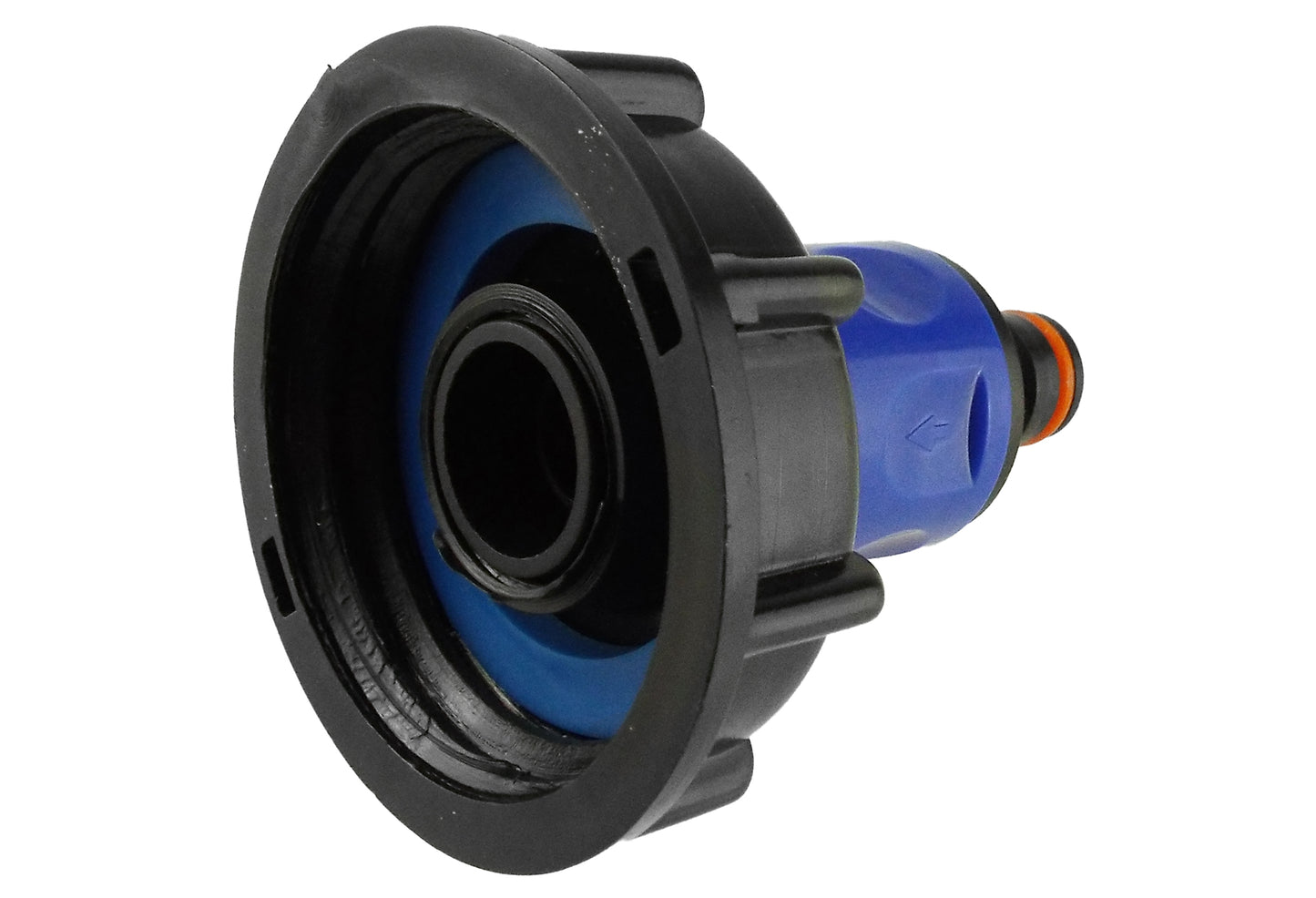 IBC 2” S60X6 Cap with ¾” BSP Threaded Hose Connector Blue and Double Male