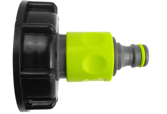 IBC 2” S60X6 Cap with ¾” BSP Threaded Hose Connector and Double Male Lime