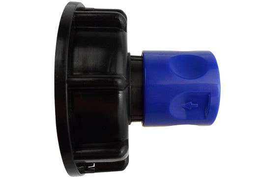 IBC 2” S60X6 Cap with ¾” BSP Threaded Hose Connector Blue