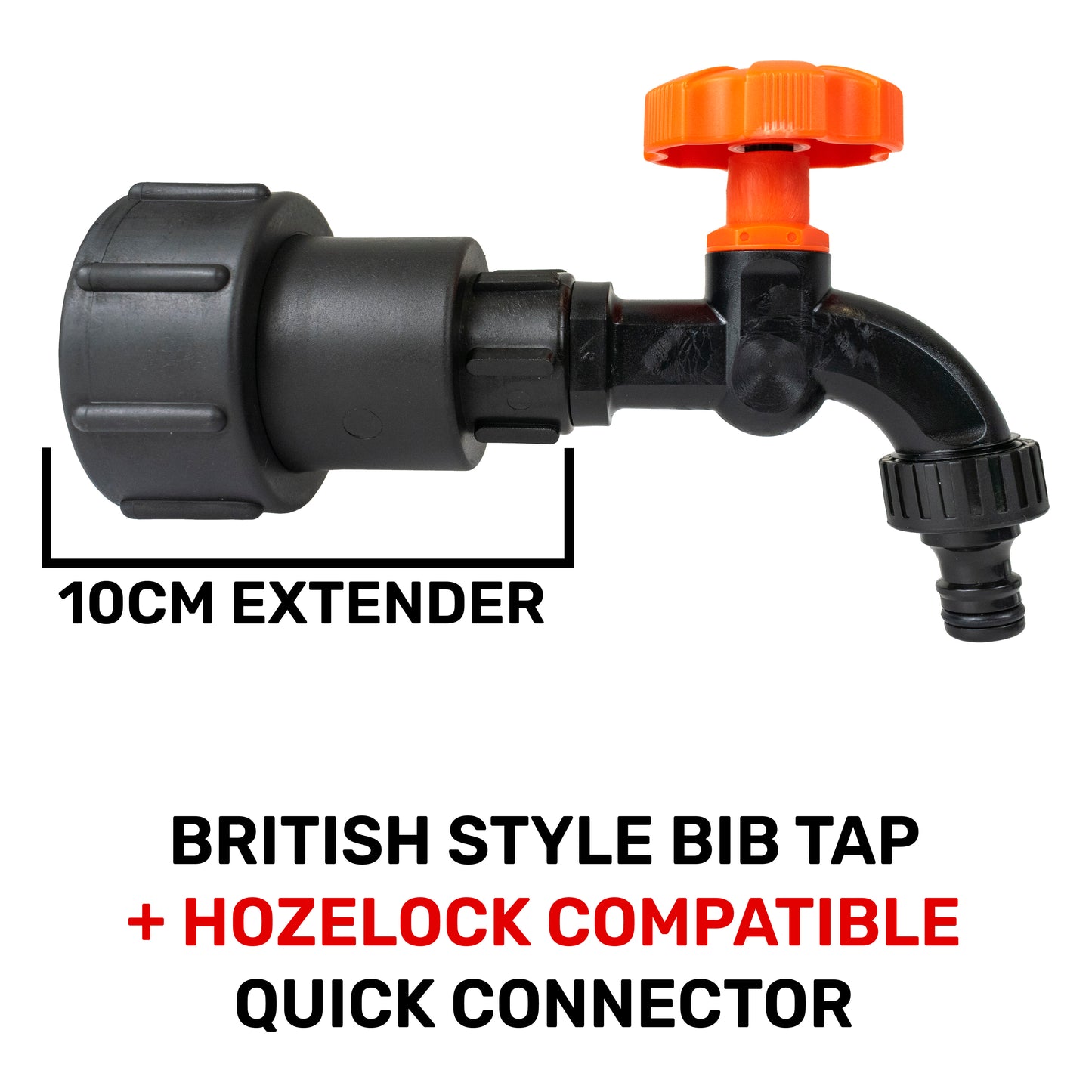 IBC 2” S60X6 – 3/4" BSPF Extender Adaptor with ¾” BSP Plastic Bib Tap