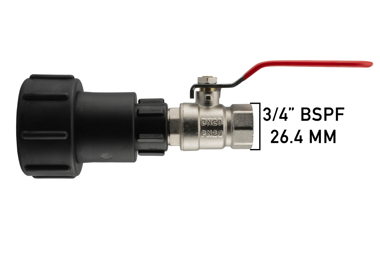 IBC 2” S60X6 – 3/4" BSPF Extender Adaptor with ¾” BSPM-F Lever Valve