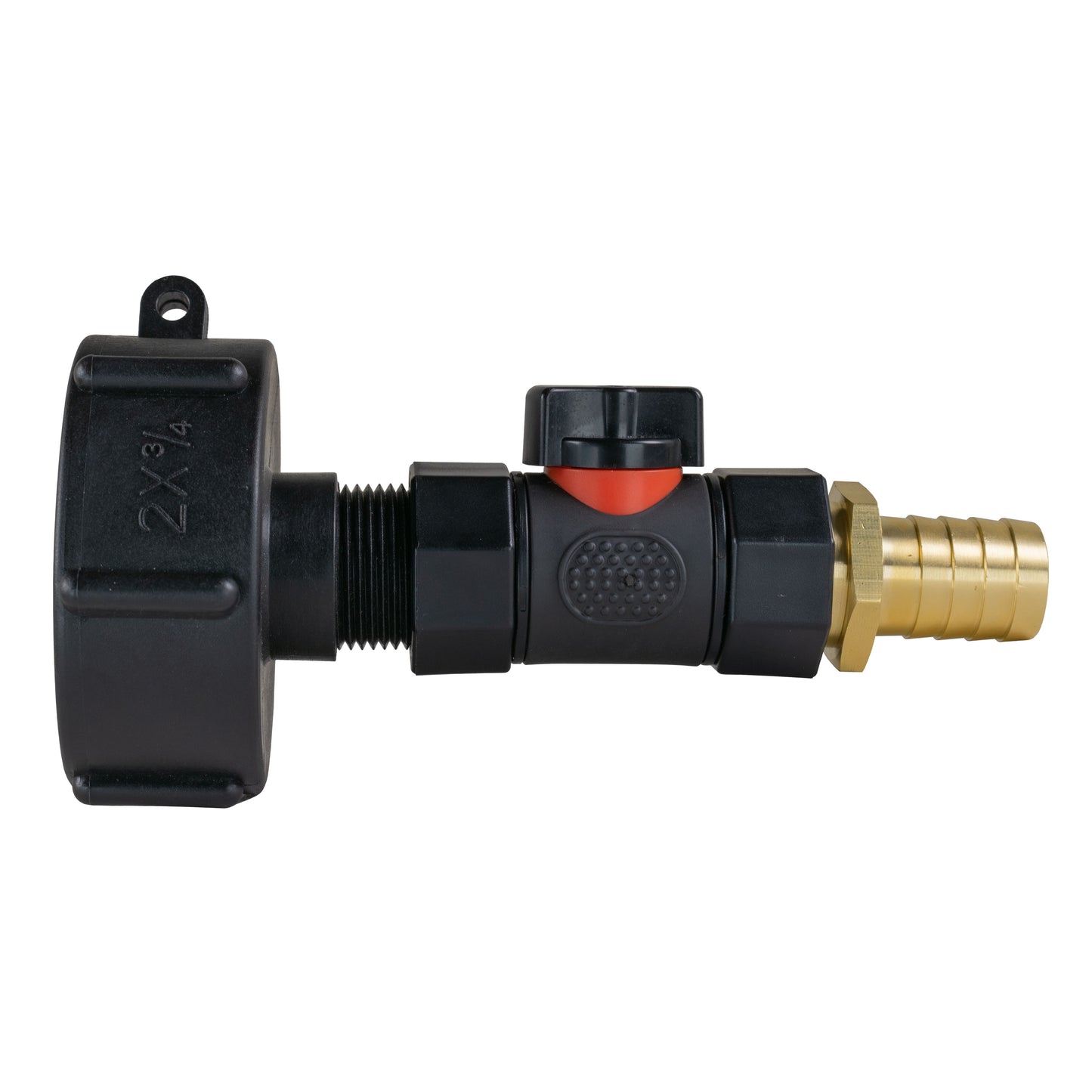 IBC 2” S60X6 Cap with In-Line BSPF Valve and 19mm Brass Barb