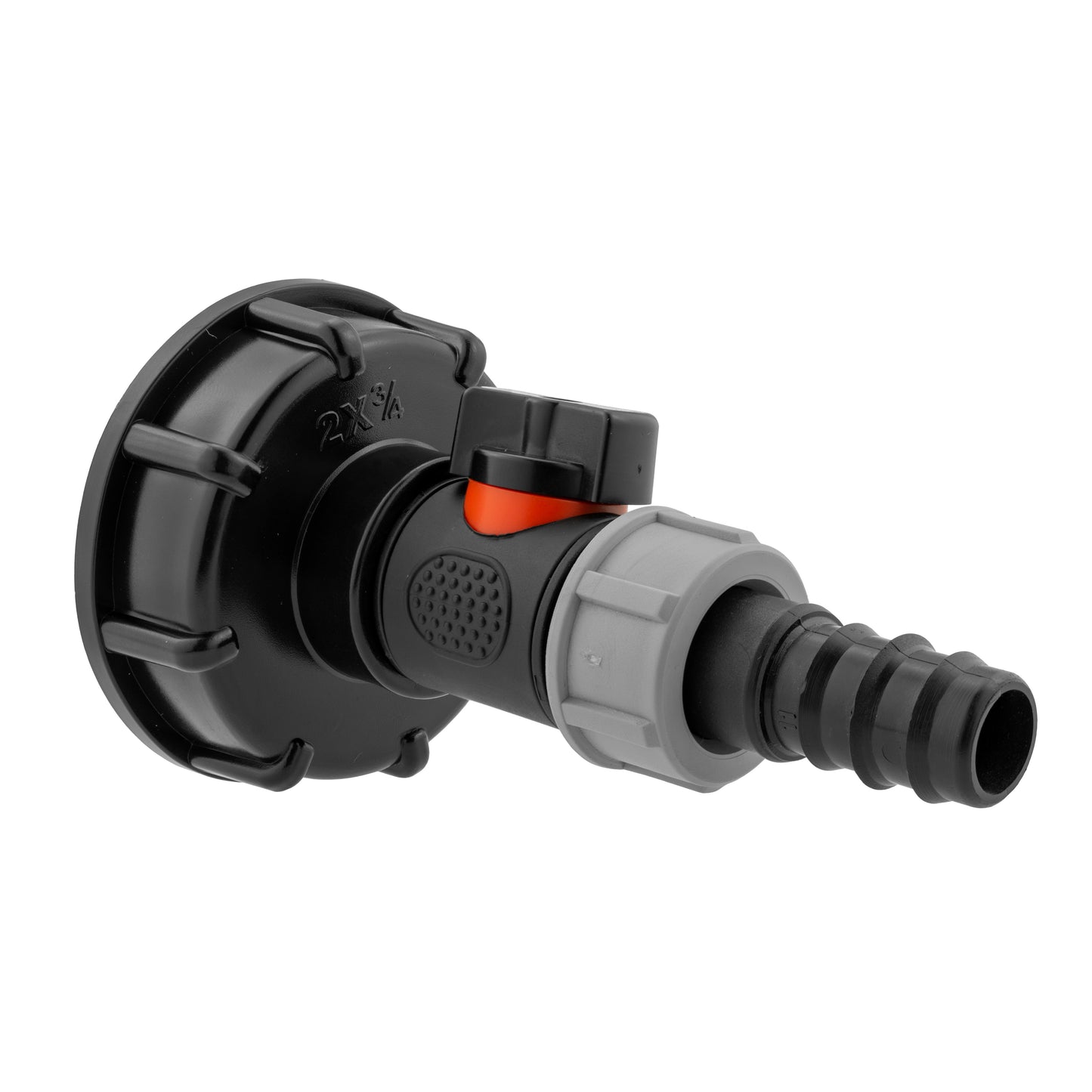 IBC 2” S60X6 Cap with In-Line BSPM Valve and 20mm Barbed Straight