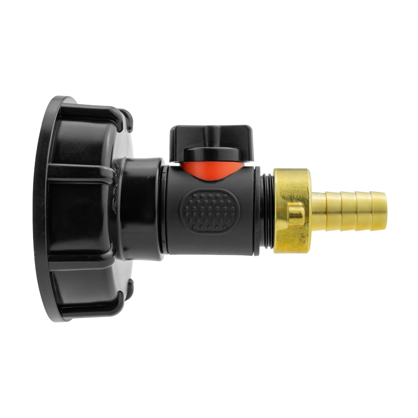 IBC 2” S60X6 Cap with In-Line BSPM Valve and 13mm Brass Barb