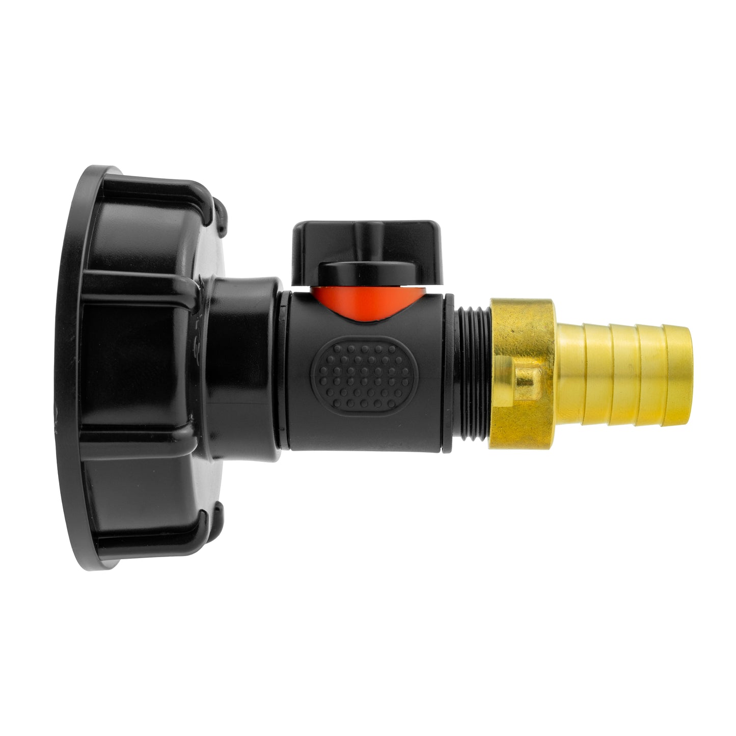 IBC 2” S60X6 Cap with In-Line BSPM Valve and 19mm Brass Barb