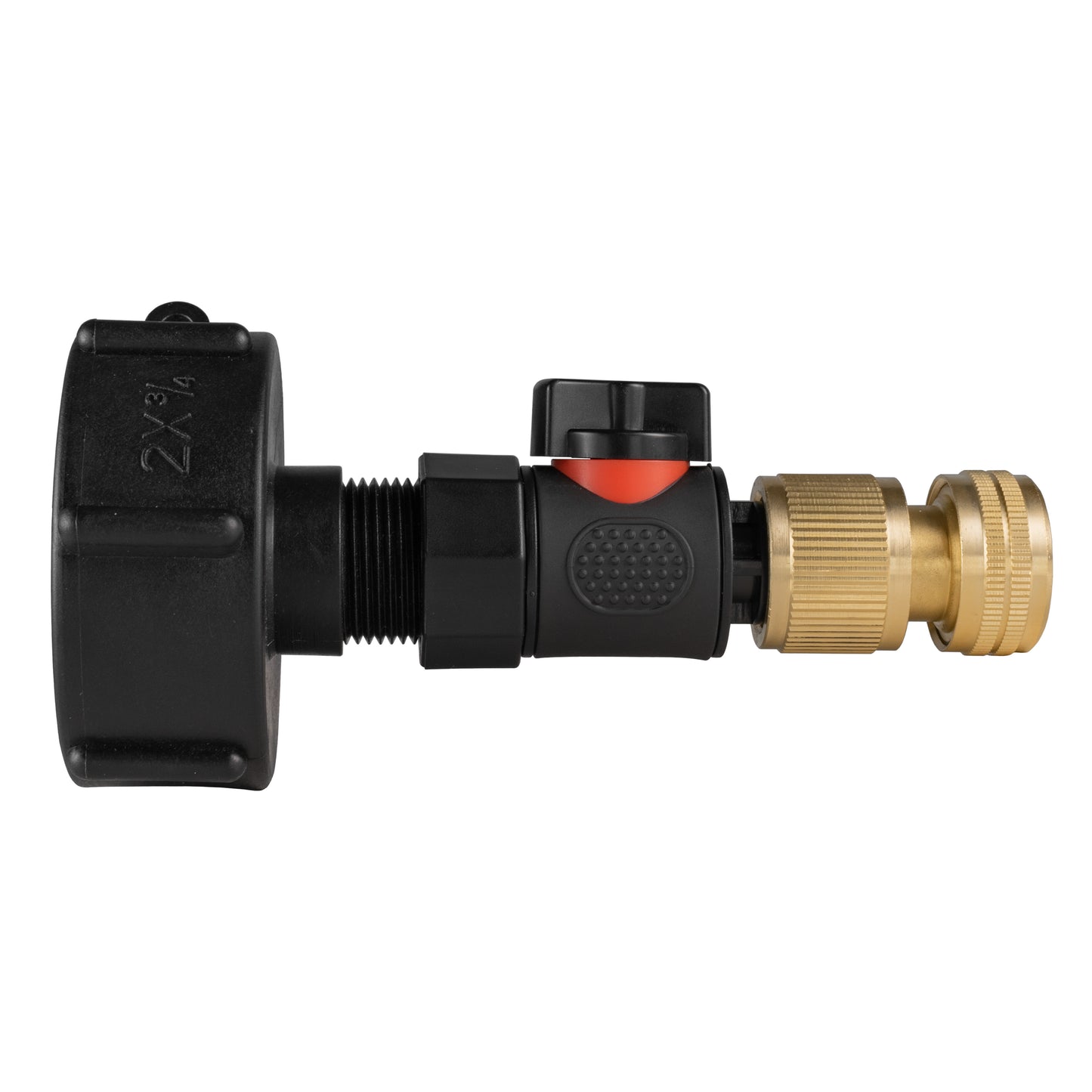 IBC 2” S60X6 Cap with BSPF Thread-Quick Connect Male Valve and Hose Connector Brass