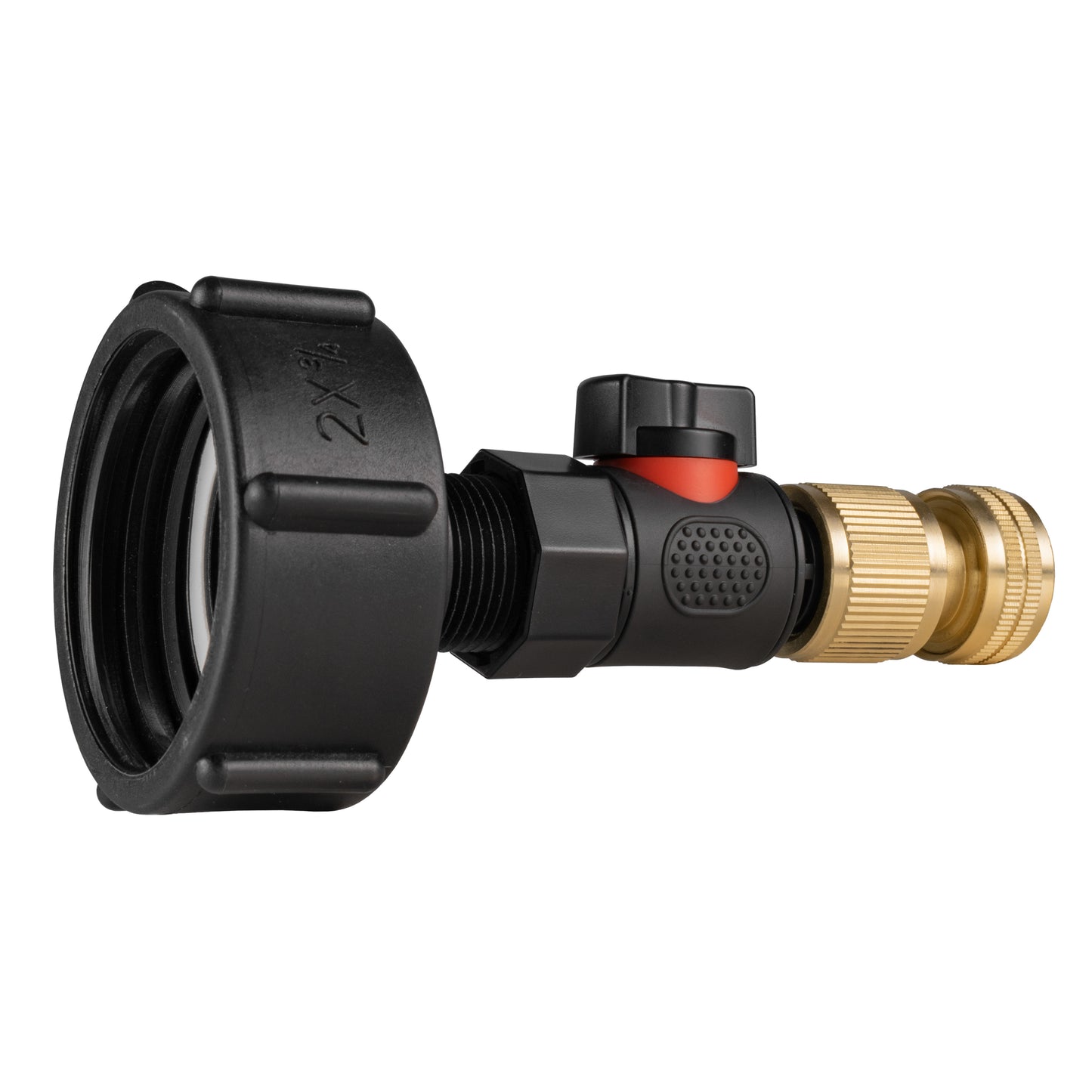 IBC 2” S60X6 Cap with BSPF Thread-Quick Connect Male Valve and Hose Connector Brass