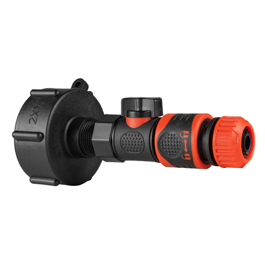 IBC 2” S60X6 Cap with BSPF Thread-Quick Connect Male Valve and Hose Connector Lock