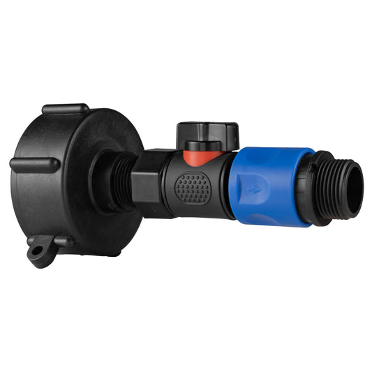 IBC 2” S60X6 Cap with BSPF Thread-Quick Connect Male Valve and Hose Connector 3/4" BSPM