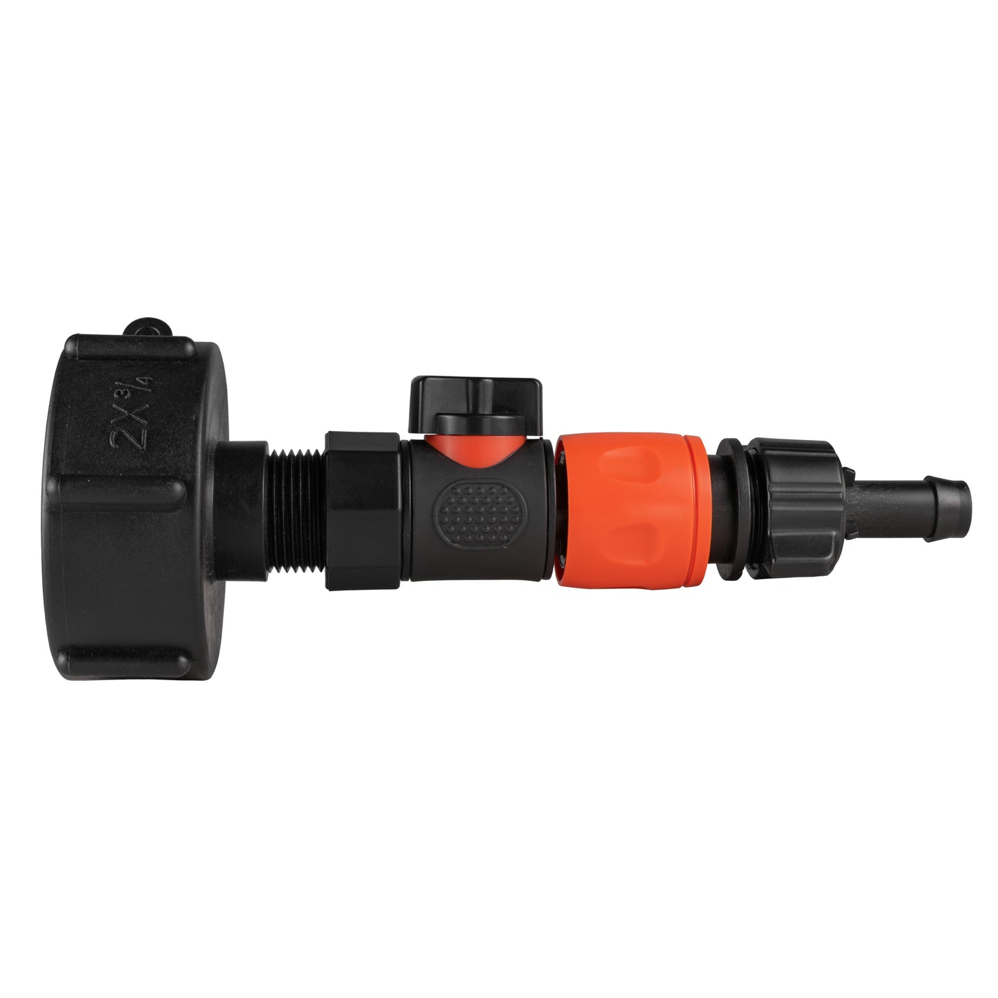 IBC 2” S60X6 Cap with BSPF Thread-Quick Connect Male Valve and Hose Connector 16mm Barb