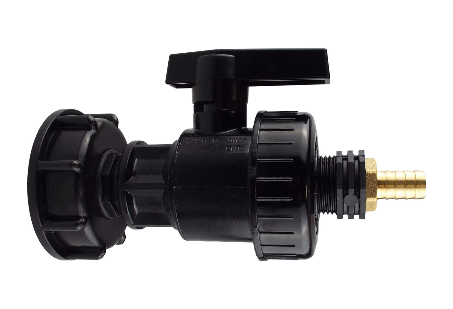 IBC 2” S60X6 Cap with Large Plastic Valve and 13mm Brass Barb