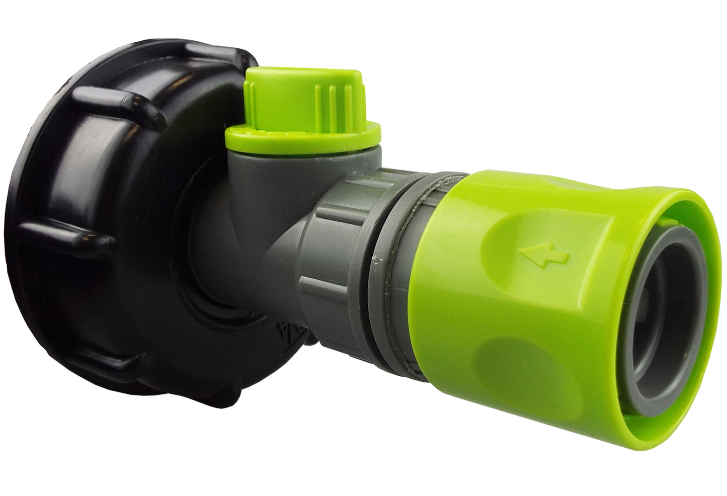 IBC 2” S60X6 Cap with BSP Threaded Valve and Hose Connector Lime