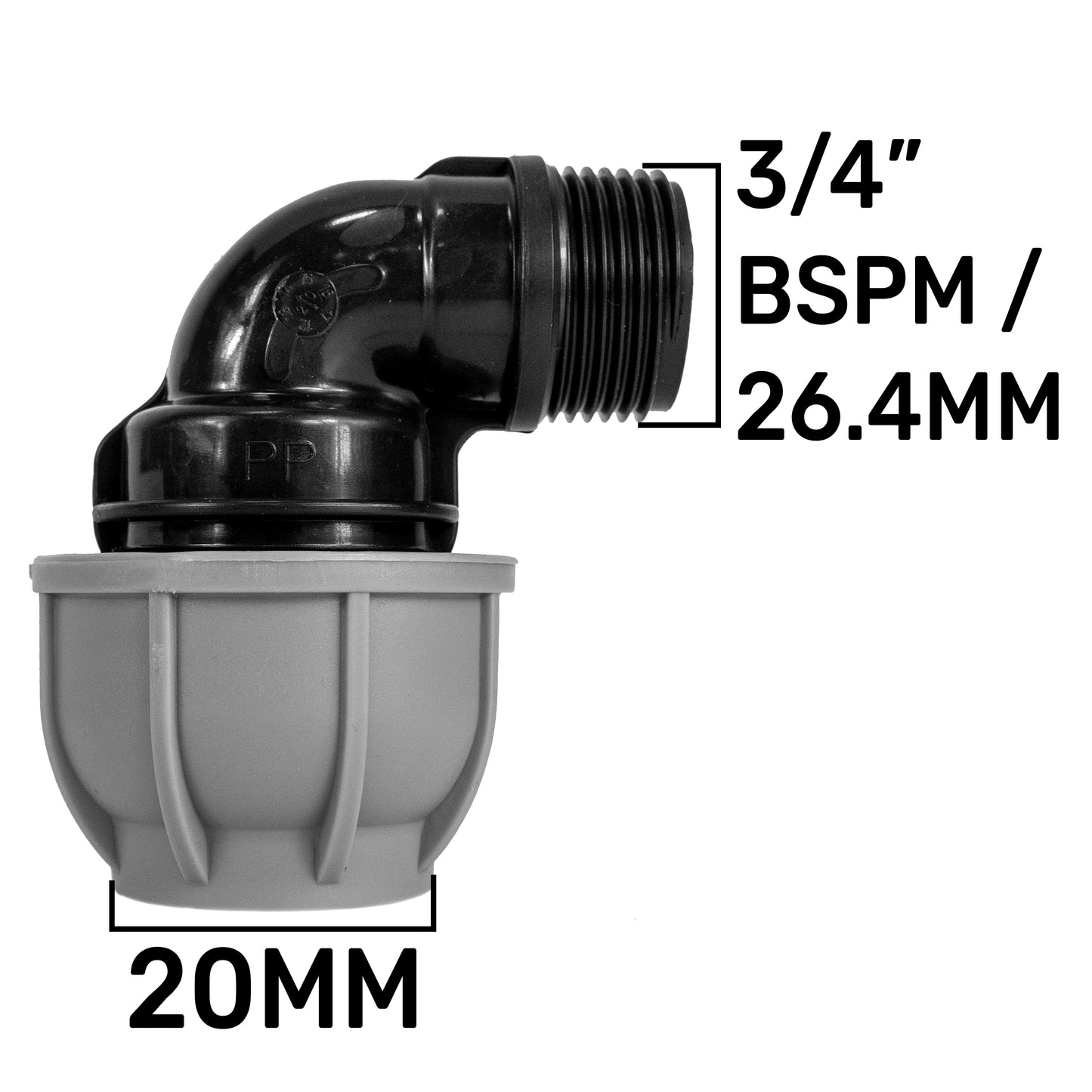 IBC 2” S60X6 Cap with 20mm MDPE Elbow