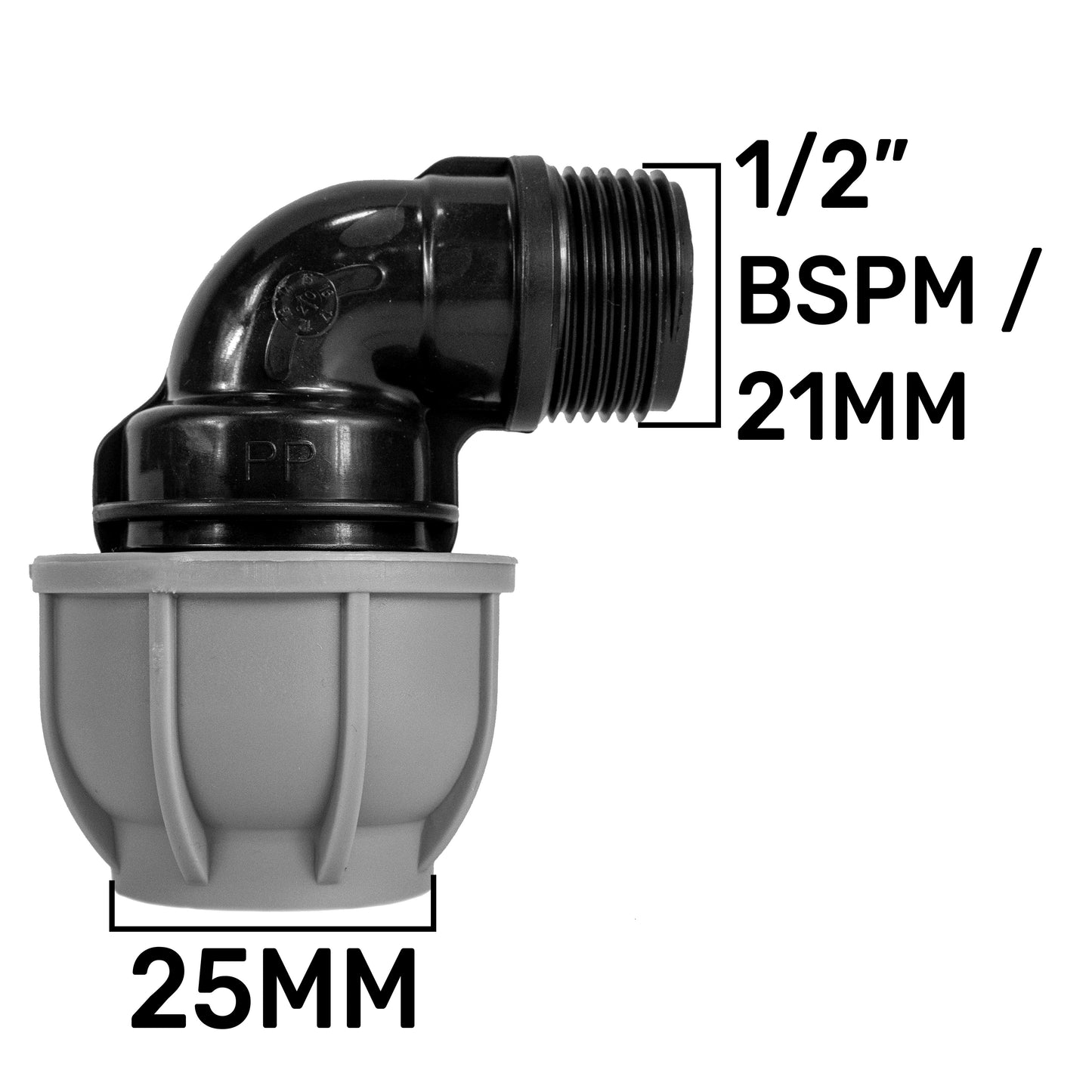 Wall Flange Kit 20mm MDPE - Lever Valve & 25mm MDPE Elbow Outlet