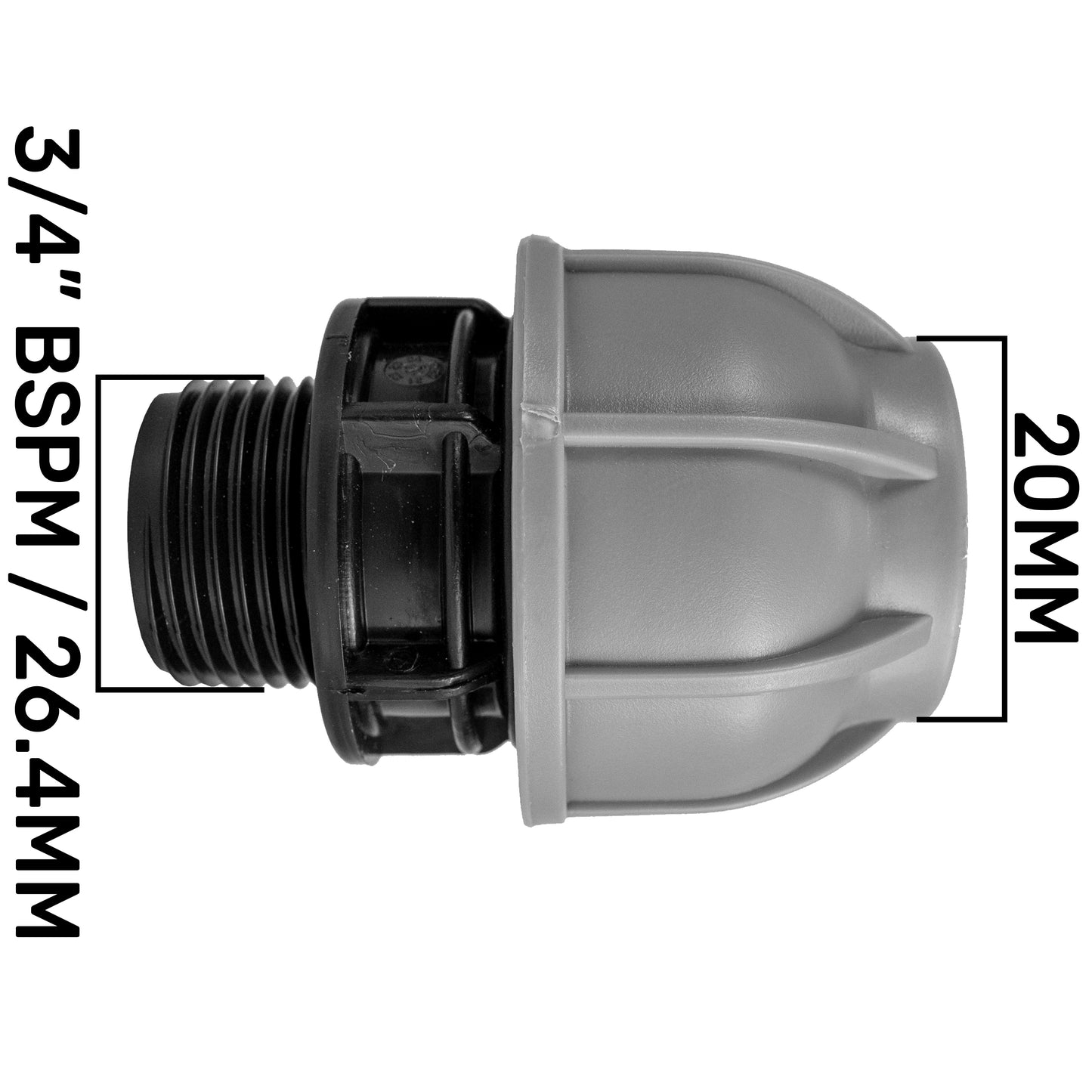 20mm MDPE Straight with In-Line BSPF Valve and Geka Type Connector