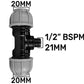 Wall Flange Kit 20mm MDPE - Lever Valve & 20mm MDPE Tee Outlet