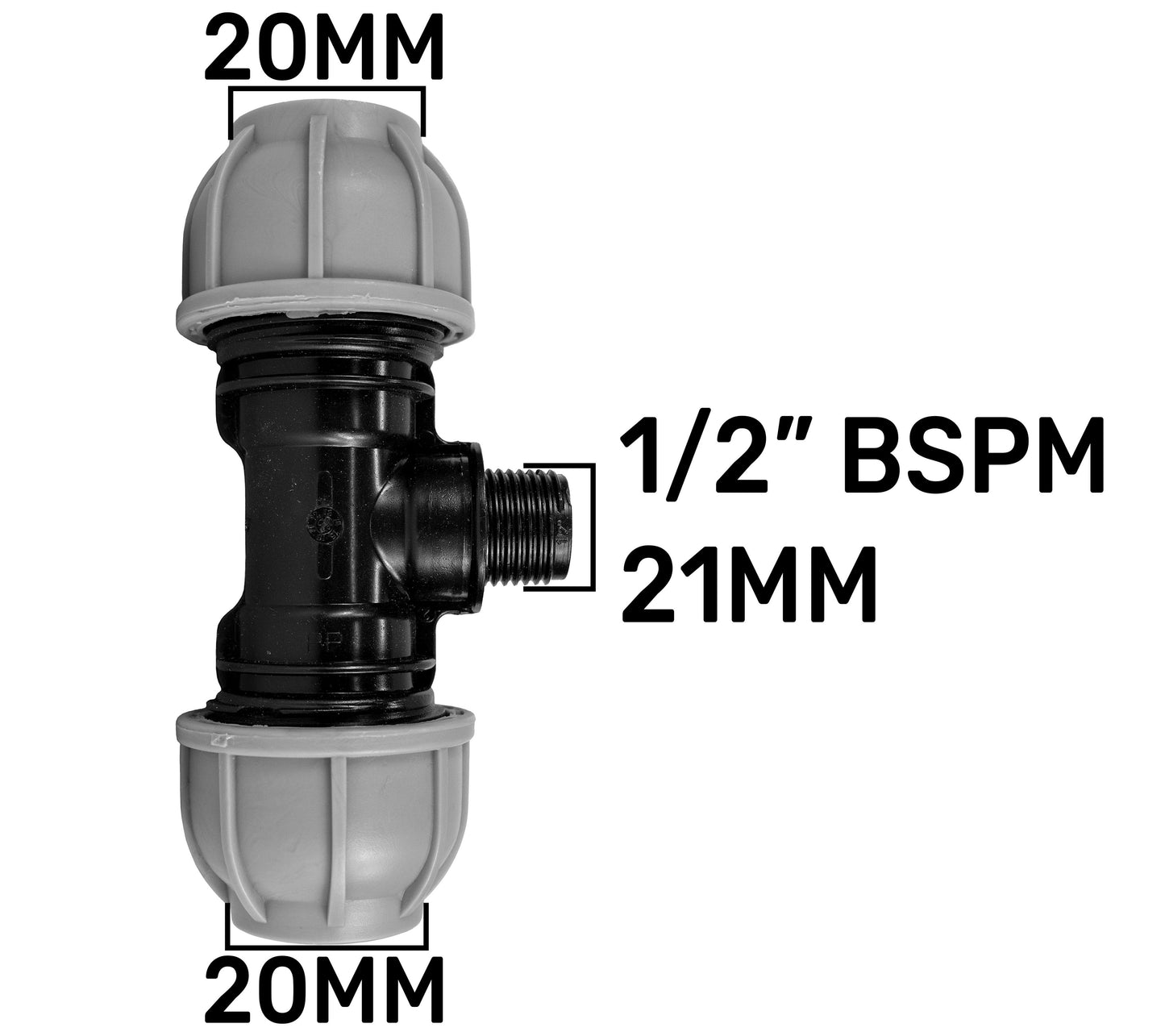 Wall Flange Kit 20mm MDPE - Lever Valve & 20mm MDPE Tee Outlet