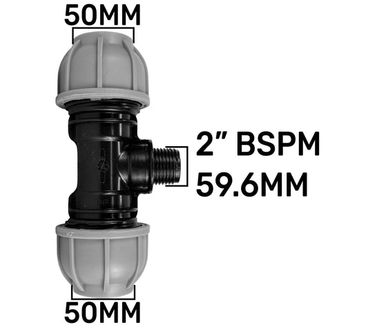 MDPE Tee Fitting 50mm – 2” BSP