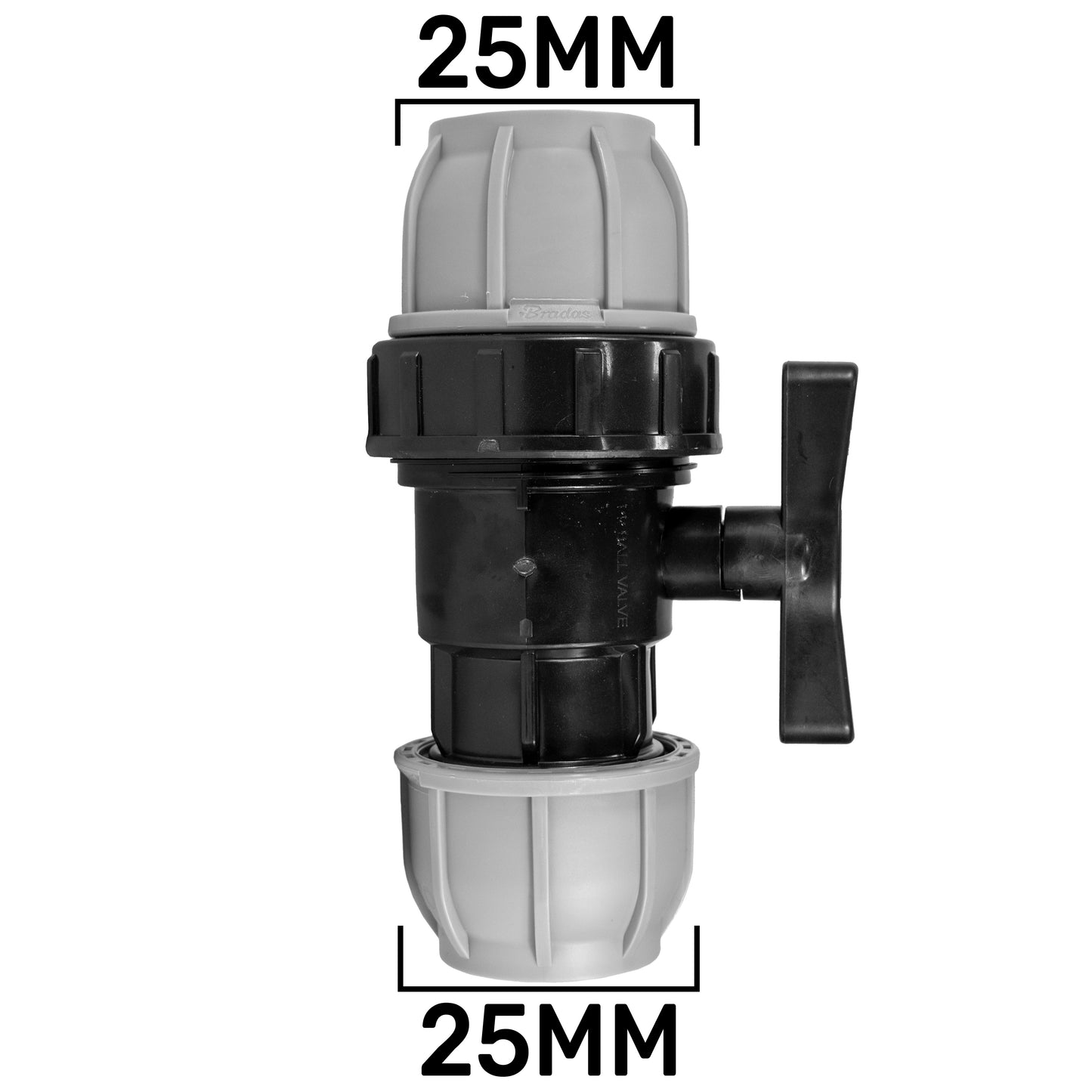 Wall Flange Kit 25mm MDPE + MDPE Valve + 25mm Brass Barb