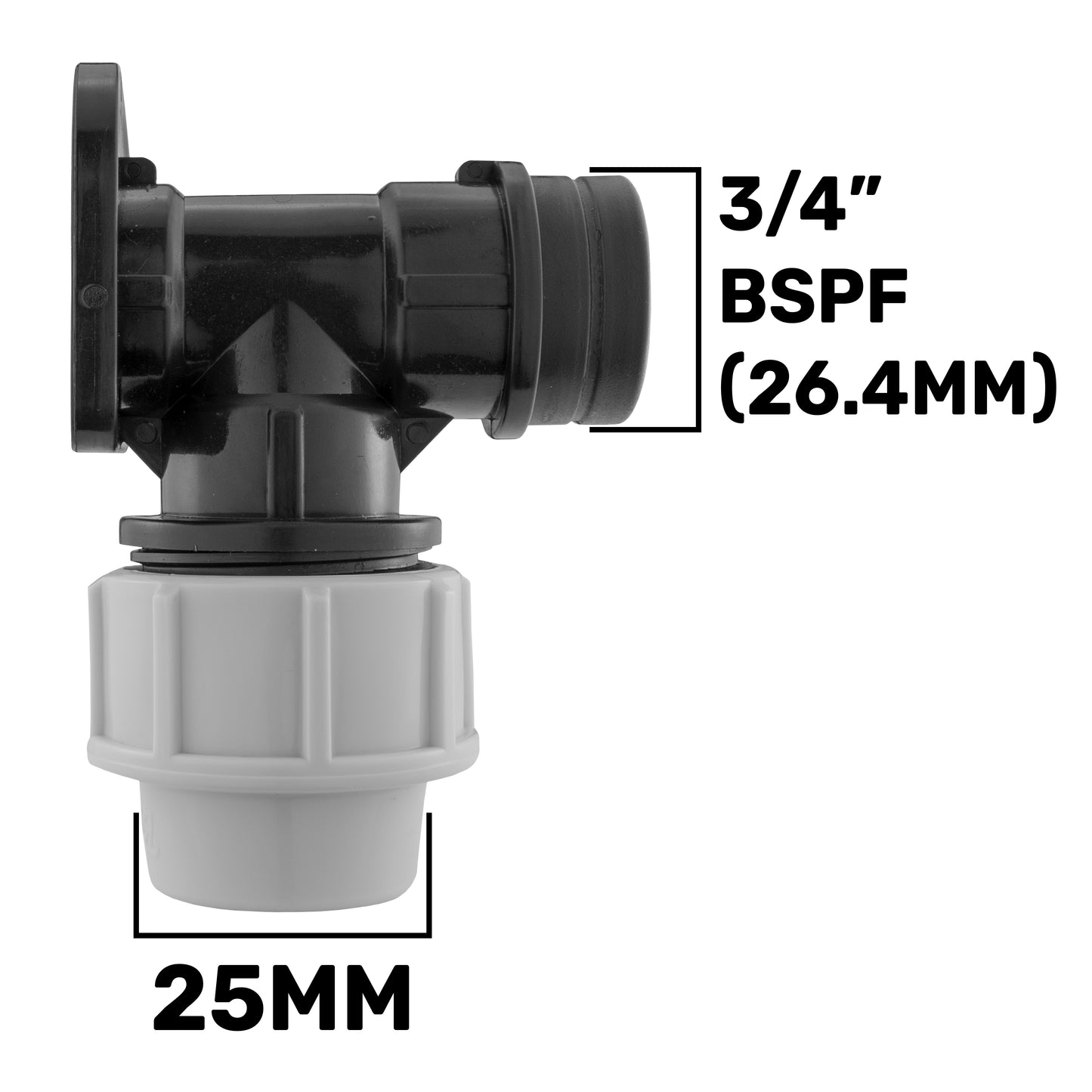 Wall Flange Kit 25mm MDPE + Lever Valve + ¾” BSP Geka