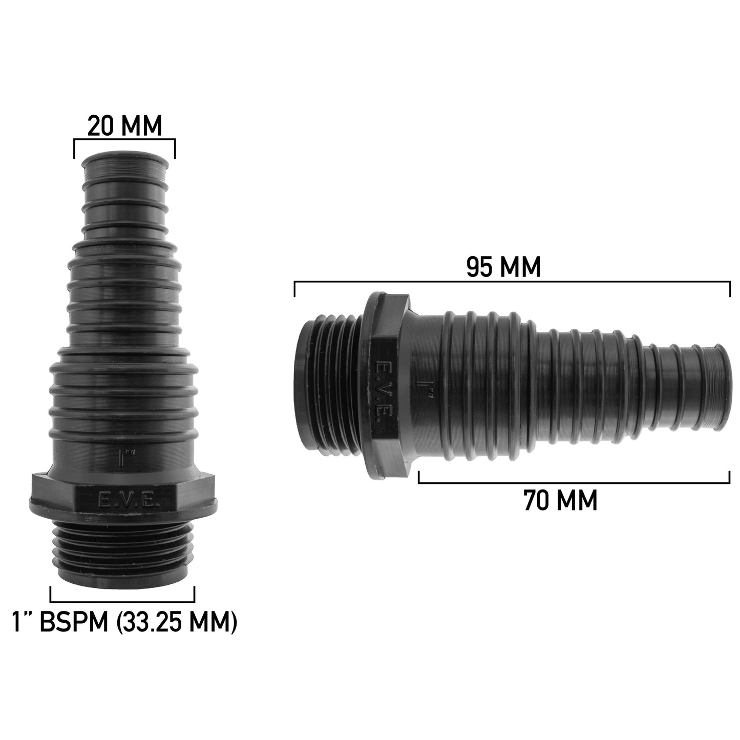 IBC 2” S60X6 Cap with Pond Connector 20/25/32mm Barb