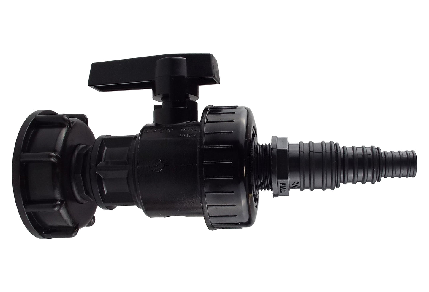 IBC 2” S60X6 Cap with Large Plastic Valve and Pond Connector 13/20/25mm Barb