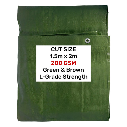 Green/Brown L-Grade Tarpaulin 1.5m x 2m