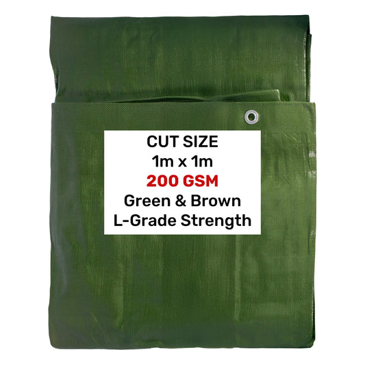 Green/Brown L-Grade Tarpaulin 1m x 1m