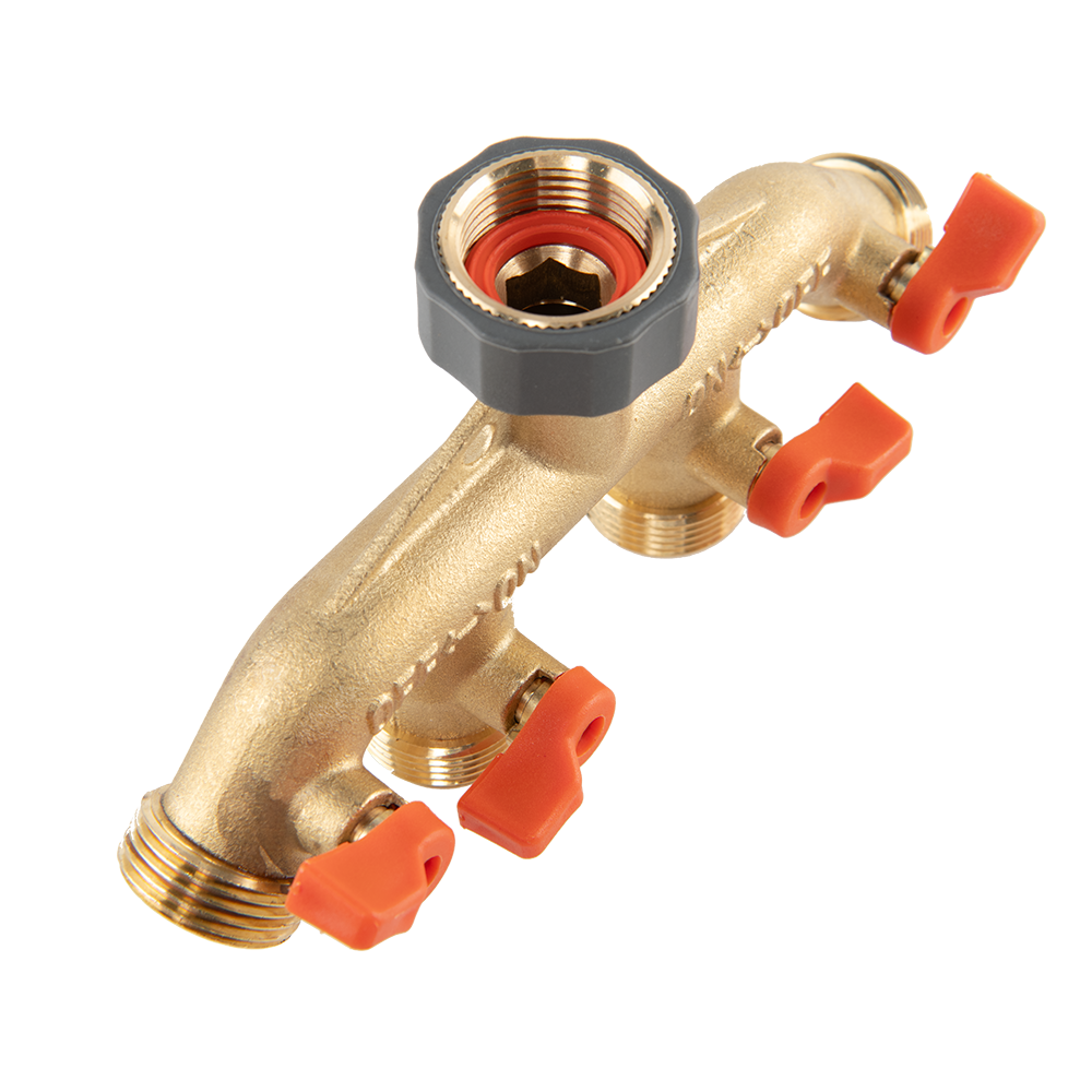 Four Way Tap Splitter Brass 3/4" BSP