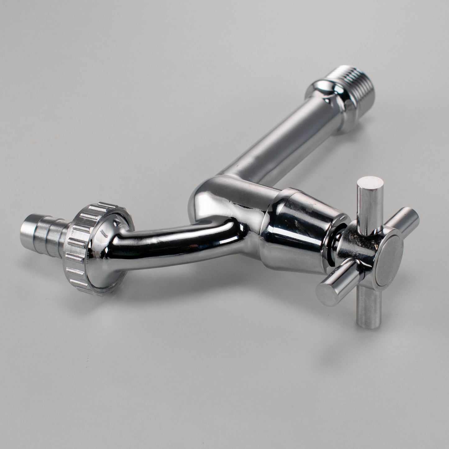 Cross Bib Extended Brass Chrome Tap 1/2" Barb