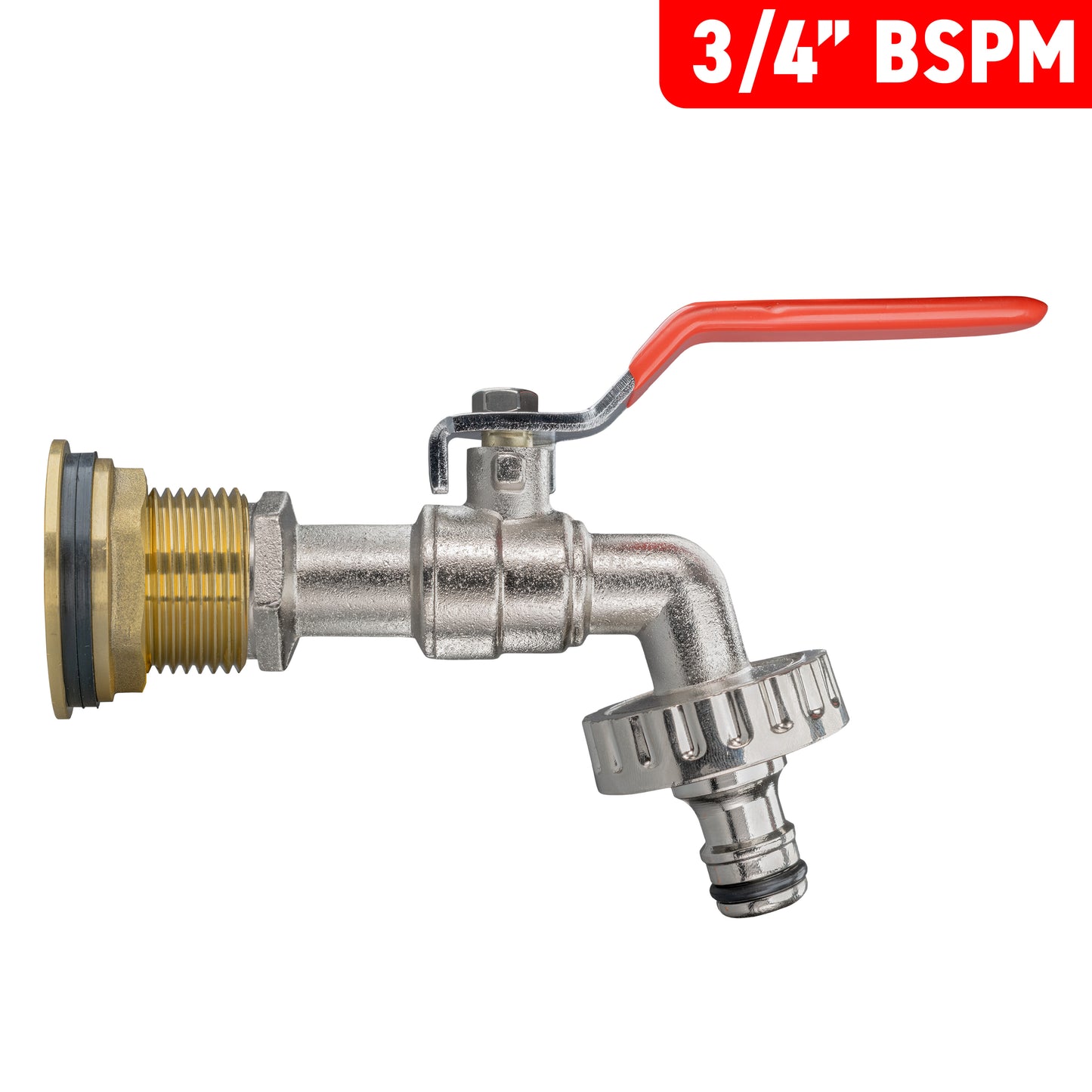 Water Butt Brass Kit 3/4" with Quick Connect Lever Tap and Drill Bit