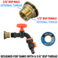 Water Butt Brass Kit 3/4" with Black Dial Tap + Two-Way Splitter