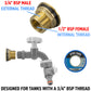 Water Butt Brass Kit 3/4" with Grey Dial Tap + Two-Way Splitter