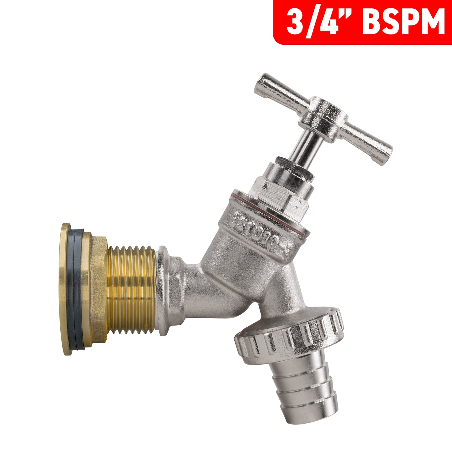 Water Butt Brass Kit 3/4" with Nickel Plated Brass Barbed Tap