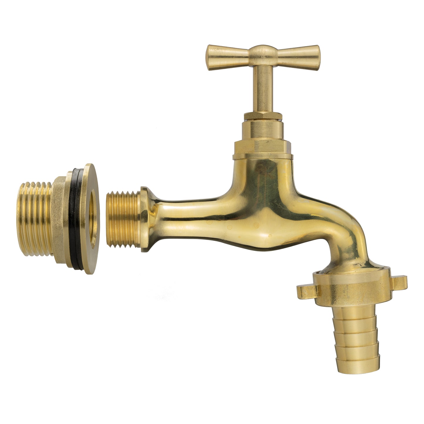 Water Butt Brass Kit 3/4" with 13mm Barbed Polished Brass Tap