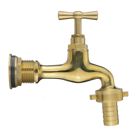 Water Butt Brass Kit 3/4" with 13mm Barbed Polished Brass Tap