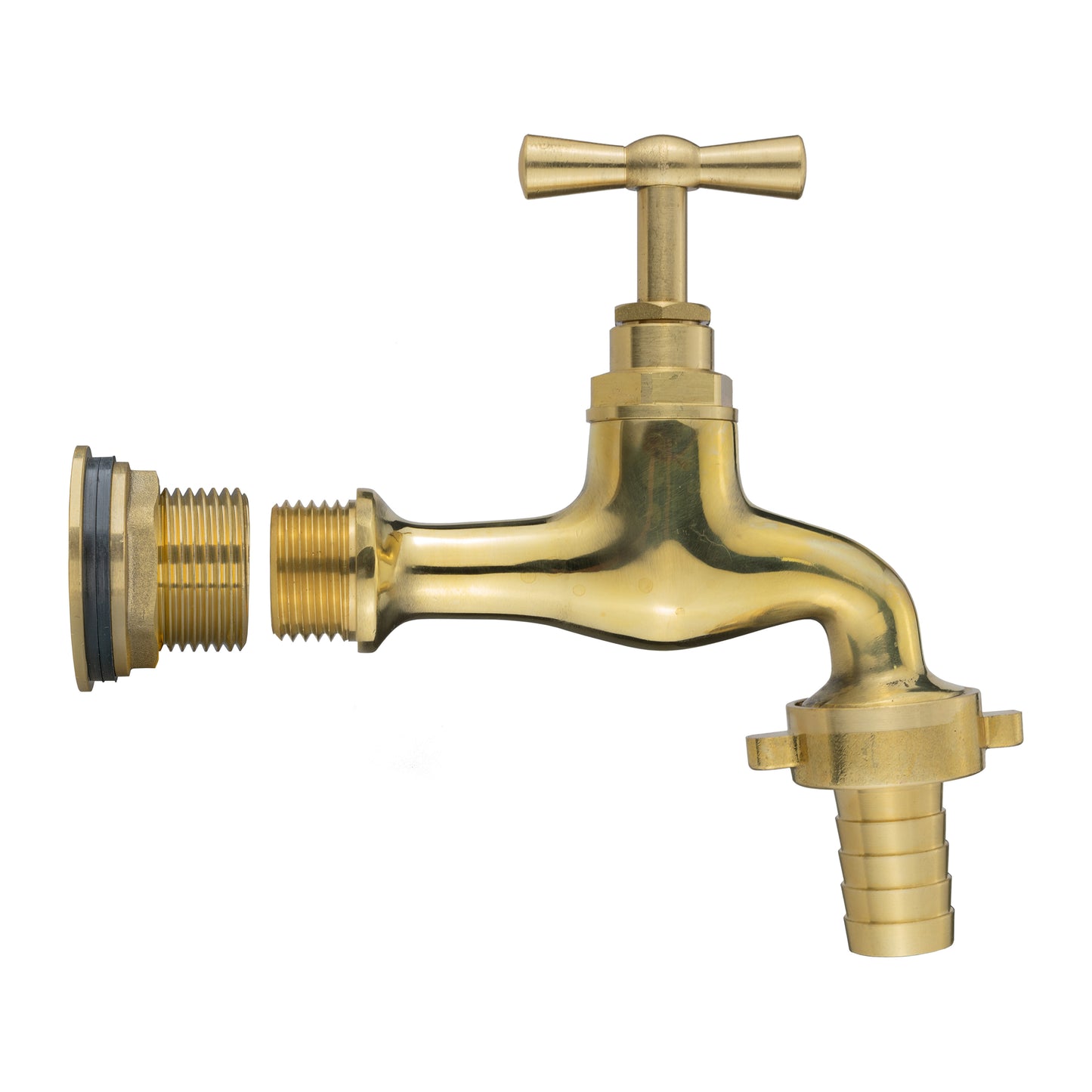 Water Butt Brass Kit 3/4" with 13mm Barbed Polished Brass Tap