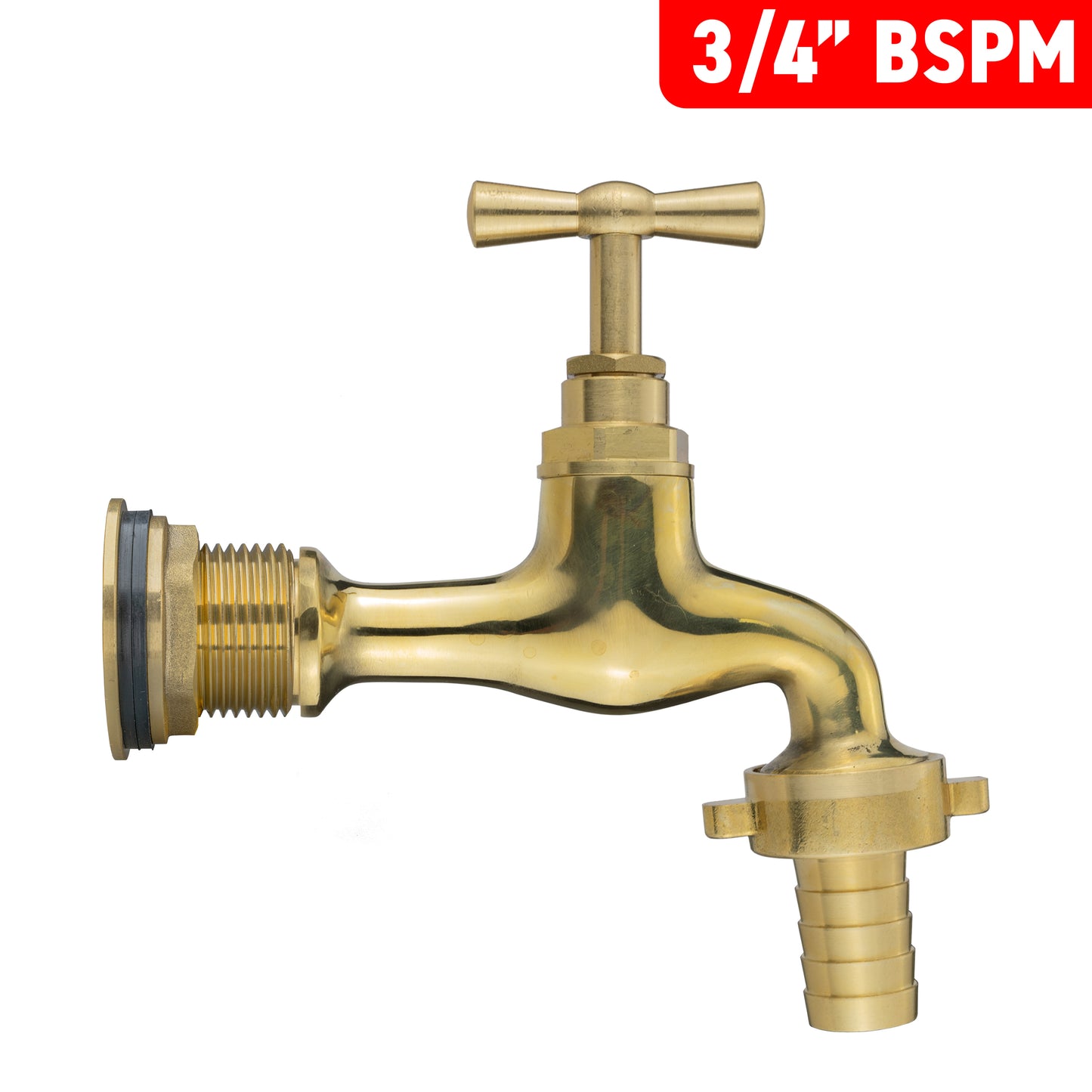 Water Butt Brass Kit 3/4" with 13mm Barbed Polished Brass Tap