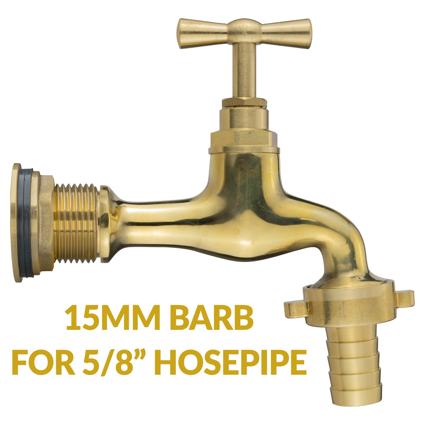 Water Butt Brass Kit 3/4" with 15mm Barbed Polished Brass Tap