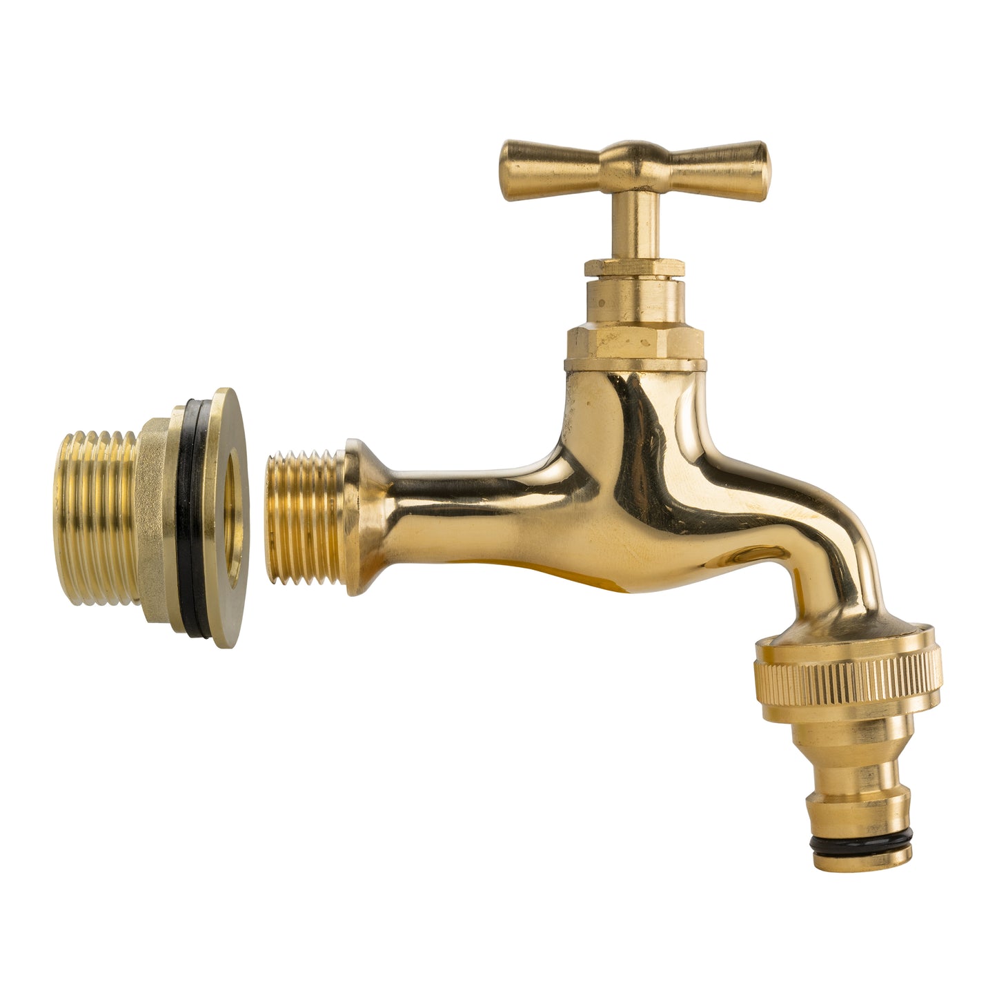 Water Butt Brass Kit 3/4" with Quick Connect Polished Brass Tap