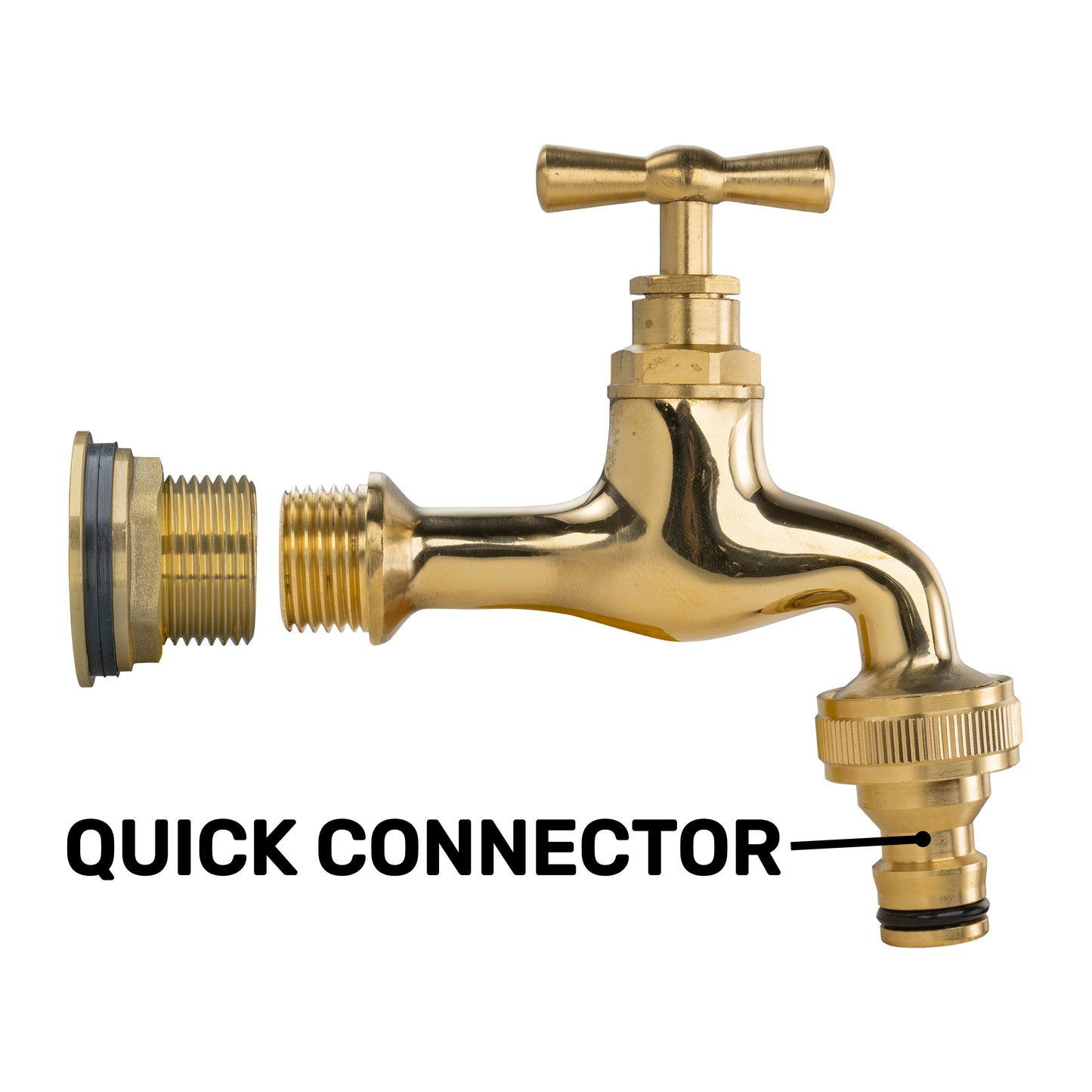 Water Butt Brass Kit 3/4" with Quick Connect Polished Brass Tap