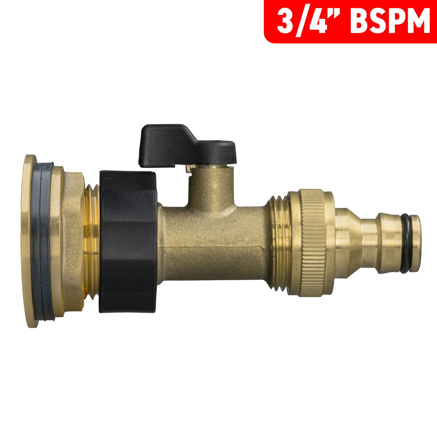 Water Butt Brass Kit 3/4" with Brass Valve + Quick Connect and Drill Bit