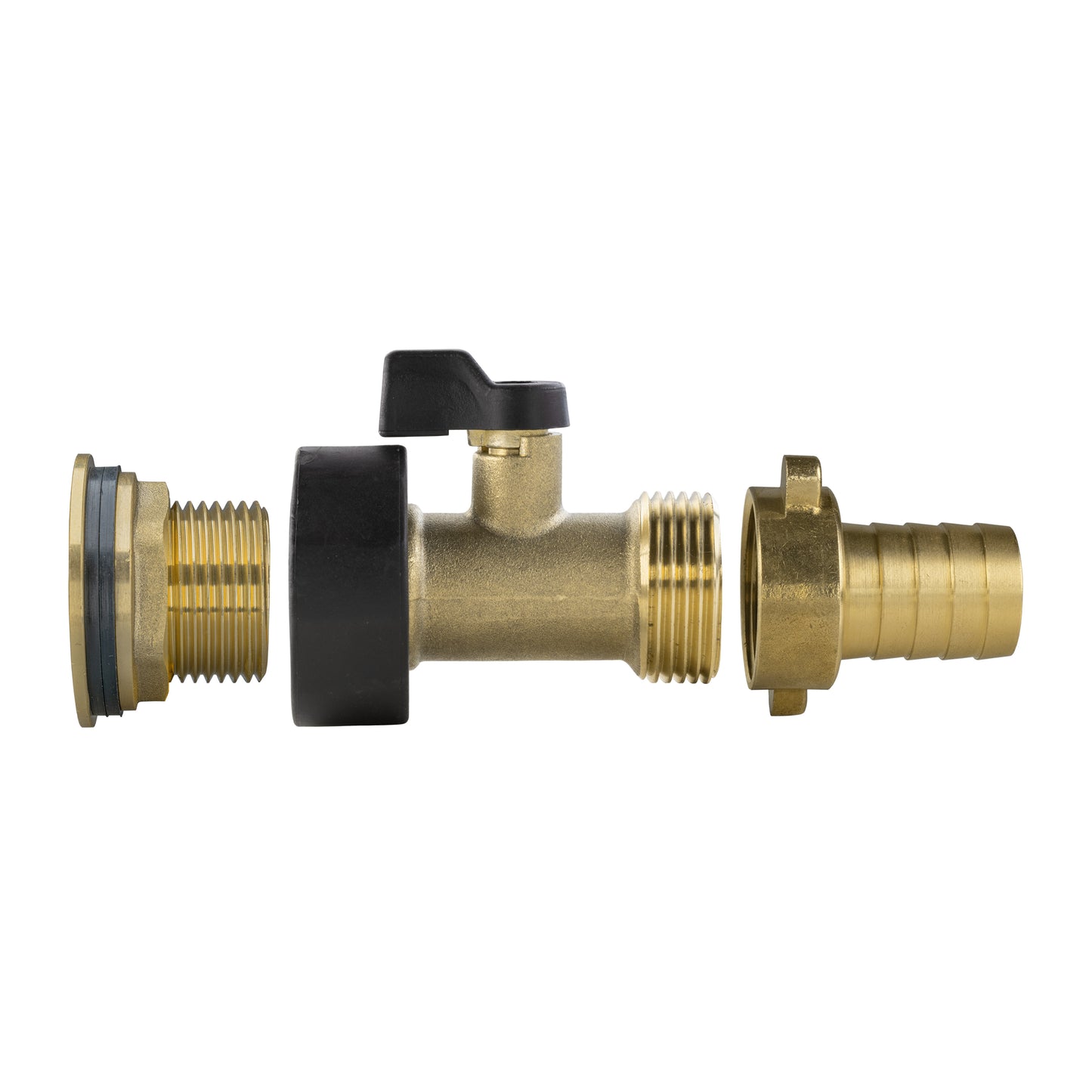 Water Butt Brass Kit 3/4" with Brass Valve + 19mm Barb and Drill Bit